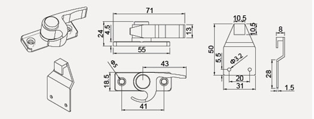 Good Performance Sliding Aluminum Window Crescent Lock Dc-380b(cover) Good Performance Sliding Aluminum Window Crescent Lock Dc-380b(cover)