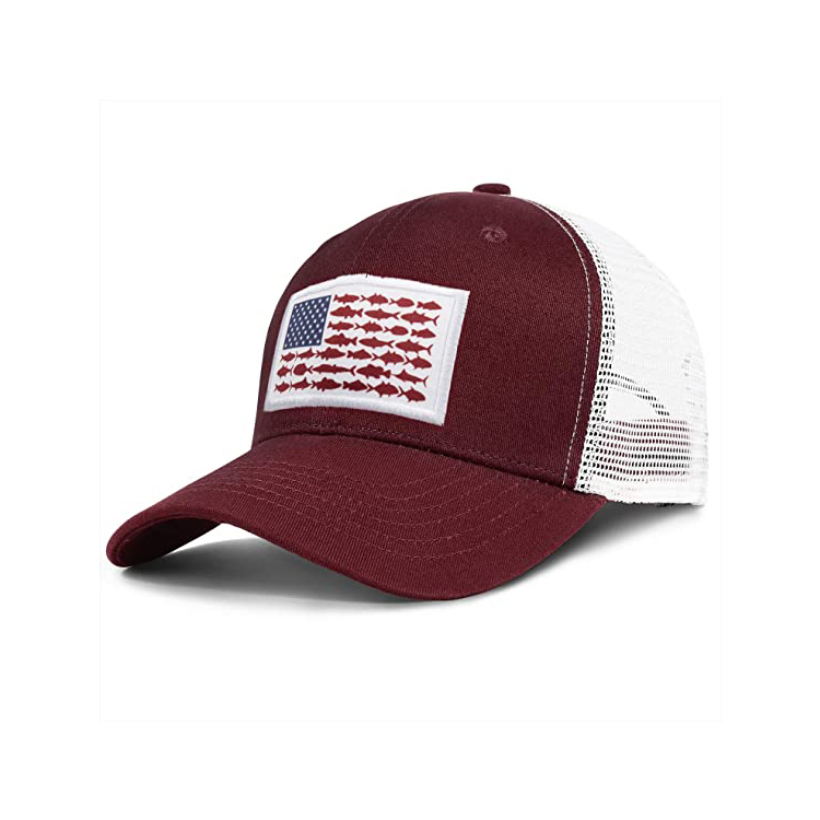 American Fish Flag Trucker Hats - Fishing Gifts for Men - Outdoor Snapback Fishing Hats Perfect for Camping and Daily Use
