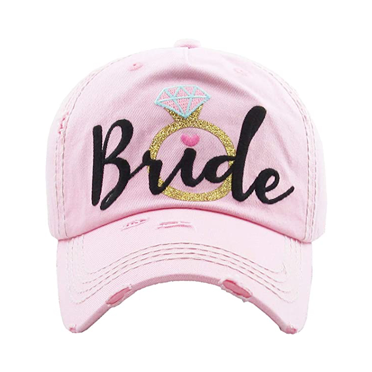 Women’s bridal baseball caps- bride tribe distressed washed vintage embroidered bachelorette wedding party hat