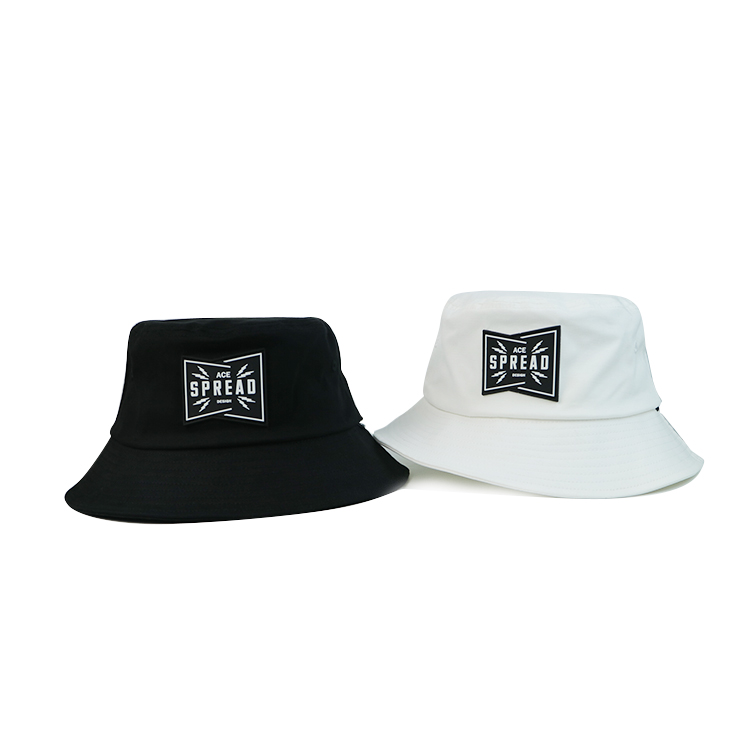 Bucket Hat 100% Cotton Unisex rubber patch logo Hat Summer Travel Beach Sun Visor Outdoor Packable Cap