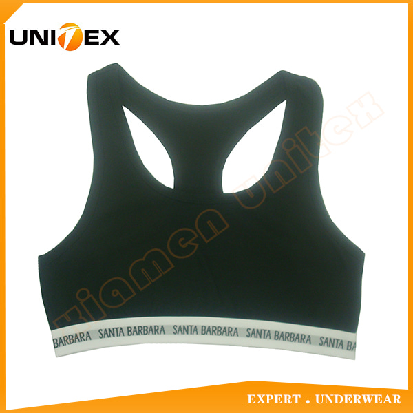 Simple design comfortale solid black color cotton women’s ladies sport bra female underwear