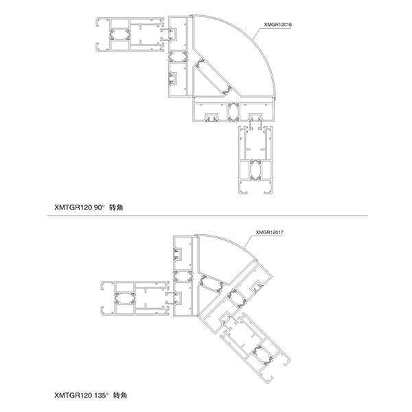 Estrutura de montagem de portas deslizantes isoladas em alumínio XMTGR120-190