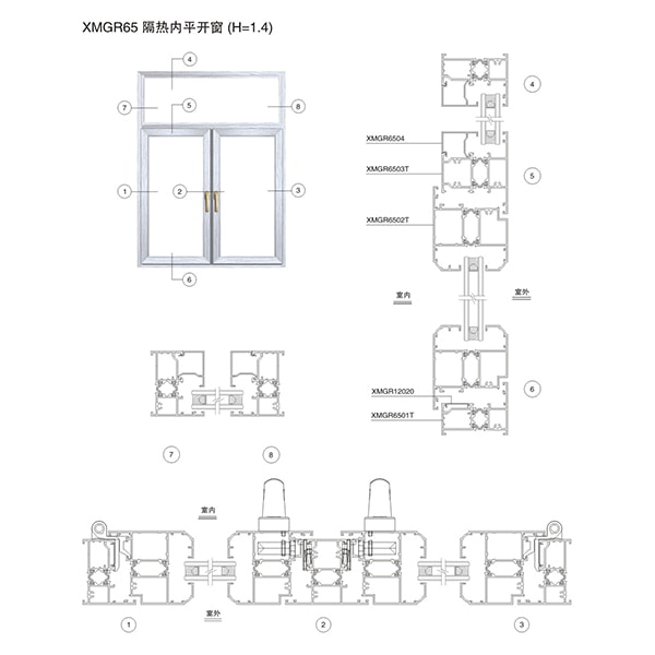 Aluminum XMGR65 Insulated Flat Window Assembly Structure