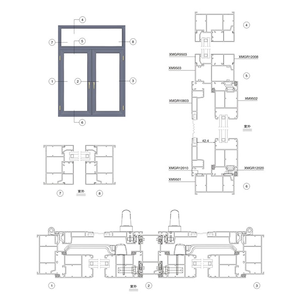 Aluminum XM95 Casement Window Assembly Structure