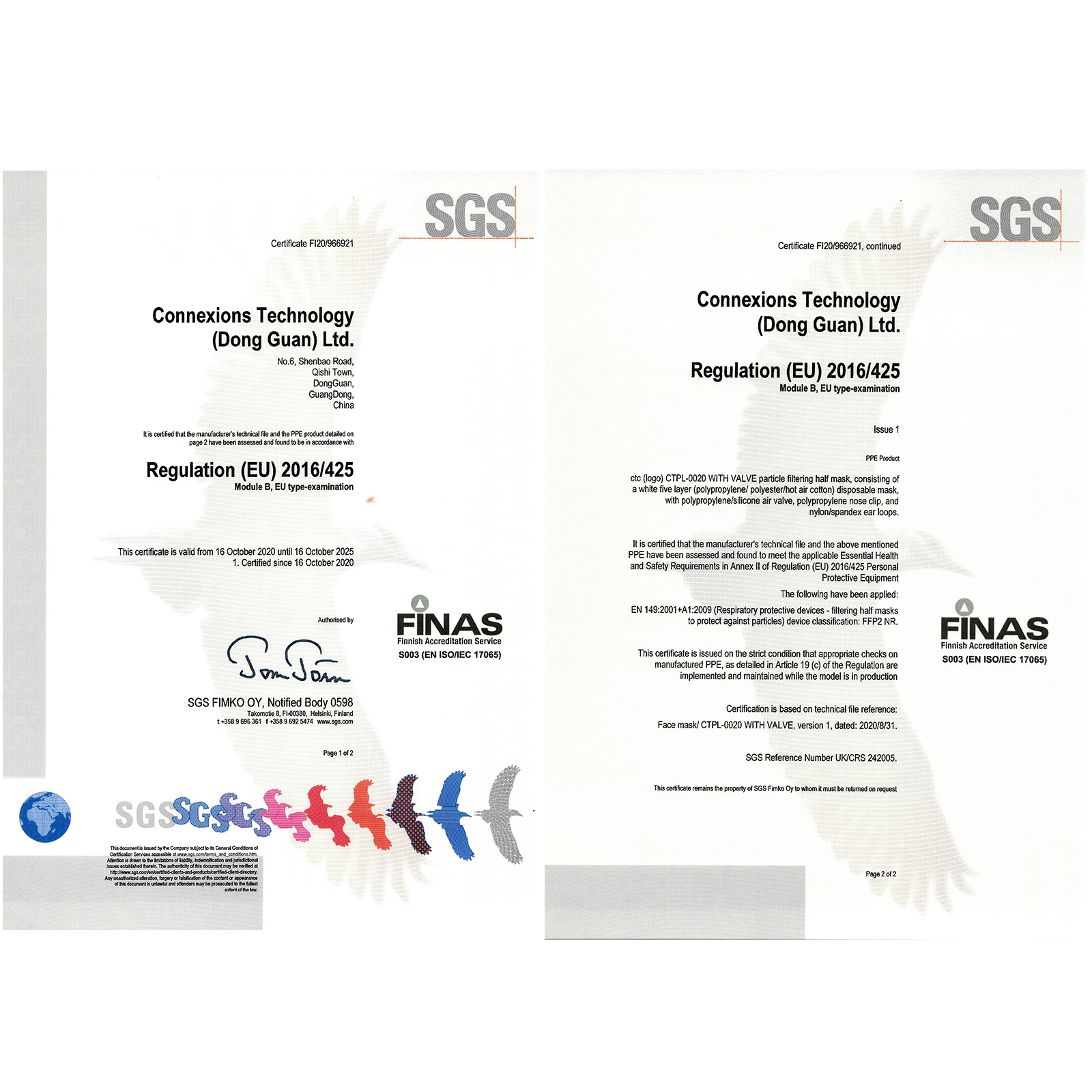CE Module B for Non Medical Valved FFP2 NR