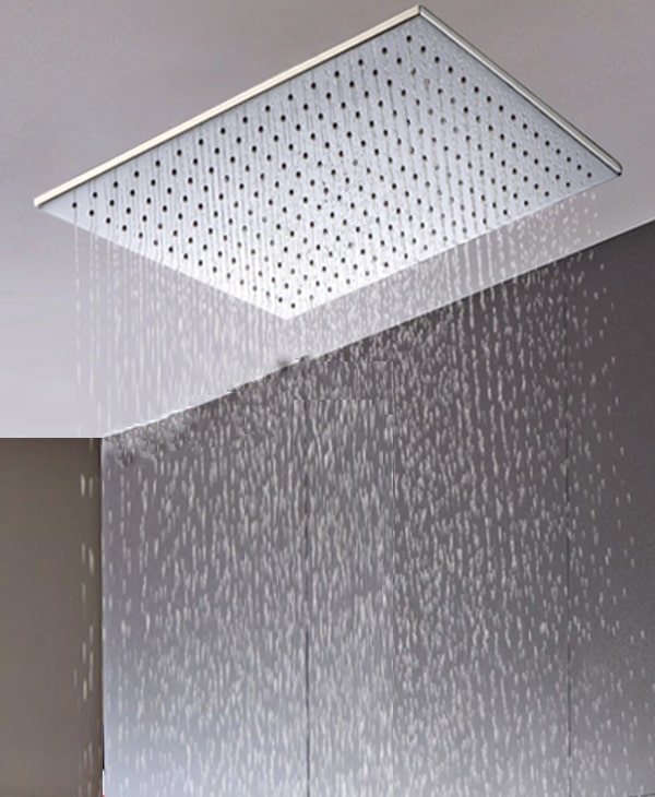 Chrome 400mm square brass rain shower head