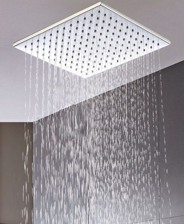 Watermark Chrome 250mm square brass rain shower head