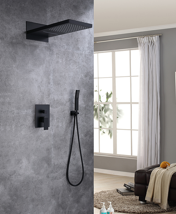 Concealed multi-function shower system shower set with diverter