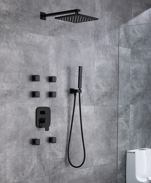 Matte black shower system shower set shower body jet with diverter
