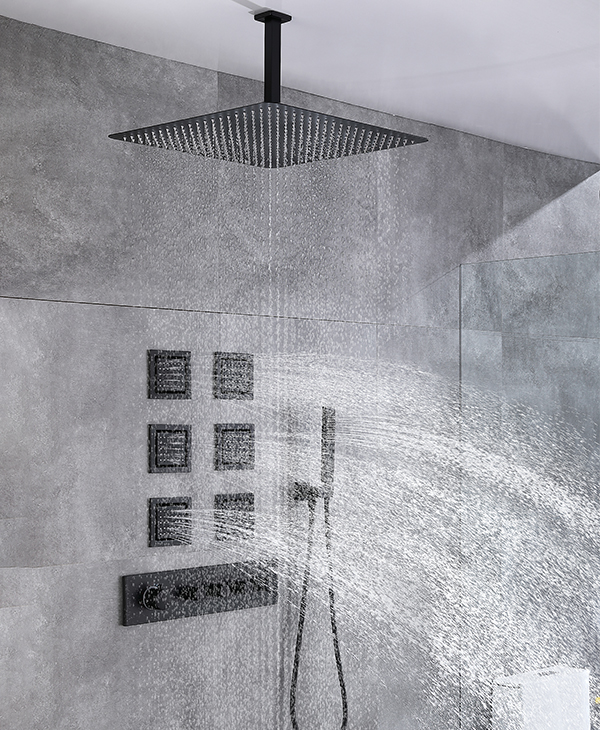 Matte black shower system shower set shower body jet with diverter