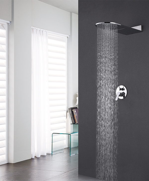 Chrome shower system shower set cascade & rainfall shower head