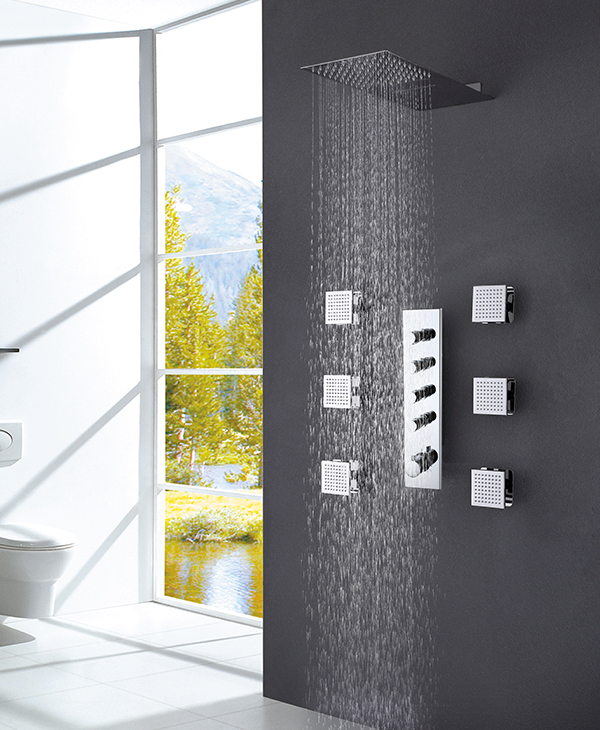 Chrome shower system shower set ultra thin rainfall shower head